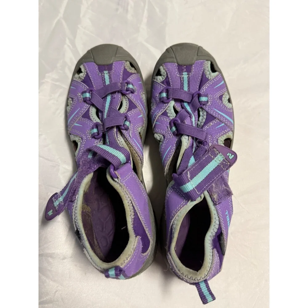 Merrell Hydro Hiker Sandal Purple Teal Leather Girls Kids Size 4M MY53377